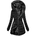 Hooded Fleece Mid-length Padded Jacket