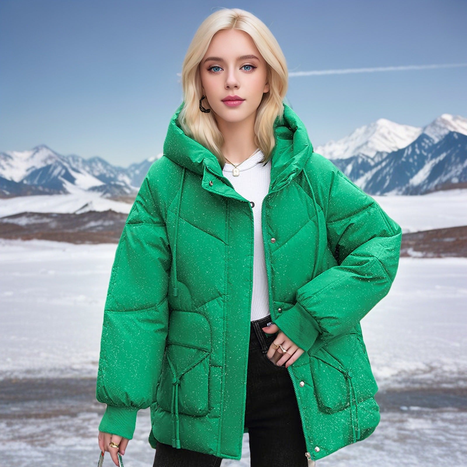 Solid Color Puffer Jacket
